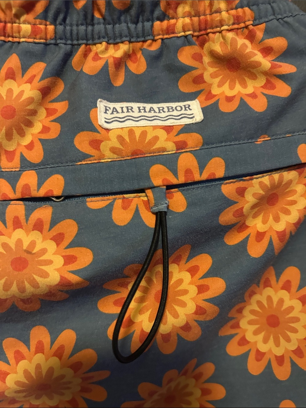 Fair Harbor Blue Swim Trunks with Orange Floral Print - Picture 6 of 6